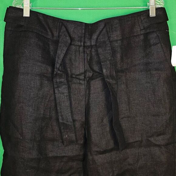 NWT Talbots Womens Black Pure‎ Irish Linen Wide Leg Crop Pants 14 - Picture 3 of 6